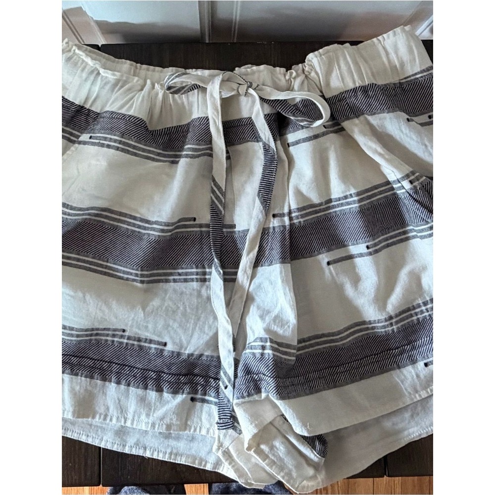 NWT Lou & Grey Striped Drawstring Shorts Womens Large Coastal Linen Blend Casual